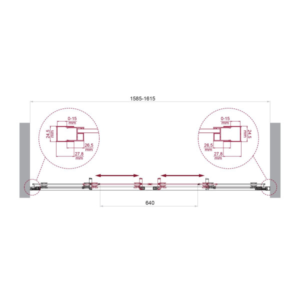 Душевая дверь BelBagno Luce 160x195 стекло прозрачное, профиль хром (LUCE-BF-2-160-C-Cr)