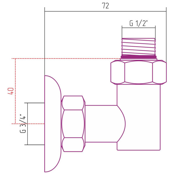 Набор комплектующих Сунержа стилье для ПС 1/2"Нx3/4" накидная гайка (03002-1234)