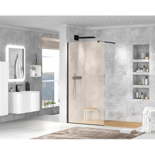 Душевая перегородка Cezares Liberta 80x195 стекло тонированное (бронза), профиль черный (LIBERTA-L-1-80-BR-NERO)