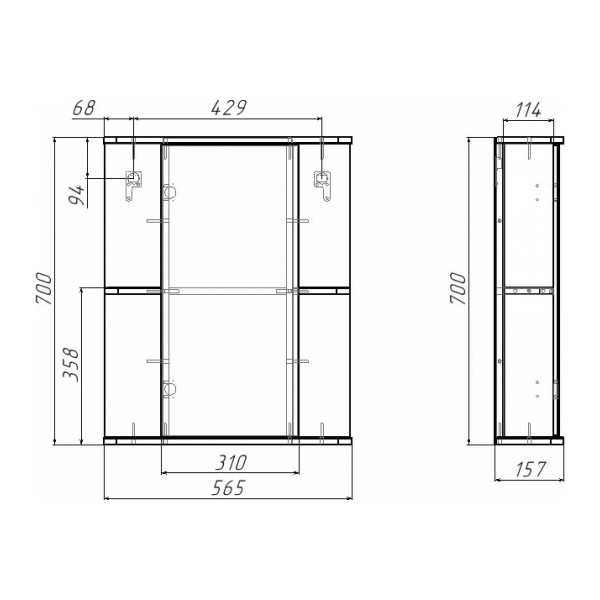 Шкаф зеркальный Домино Норма 2-55 левый (DA1609HZ) Шкаф зеркальный Домино Норма 2-55 левый (DA1609HZ)