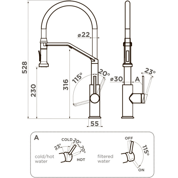 Смеситель для кухни Omoikiri Makkari 2 Plus-GB--BL графит/черный (4994495)