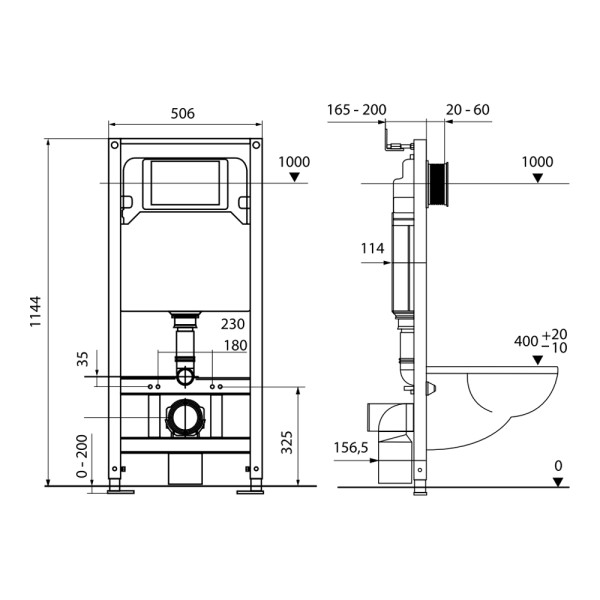 Инсталляция с унитазом TECEspring Base с клавишей черн. мат. унитаз модель R (K401204WCR)