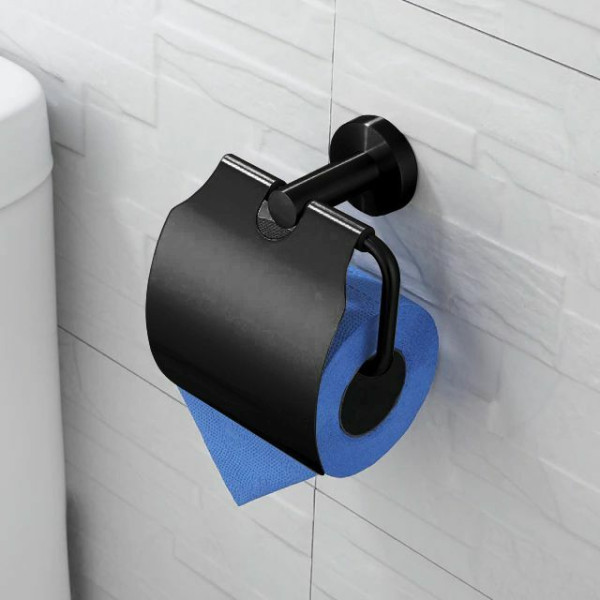 Держатель туалетной бумаги с крышкой Rea mist Black mat черный матовый (REA-80045) Держатель туалетной бумаги с крышкой Rea mist Black mat черный матовый (REA-80045)