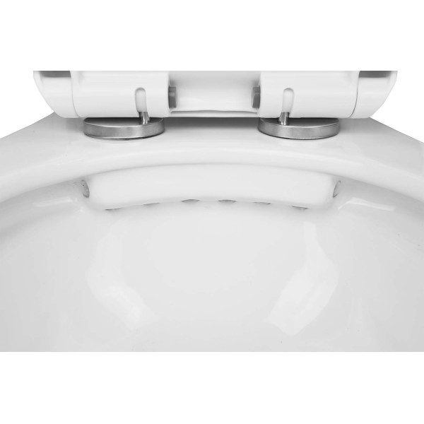 Инсталляция для подвесного унитаза Loranto + безободковый унитаз Fredo с сиденьем микролифт (4501+CS-WH8005)