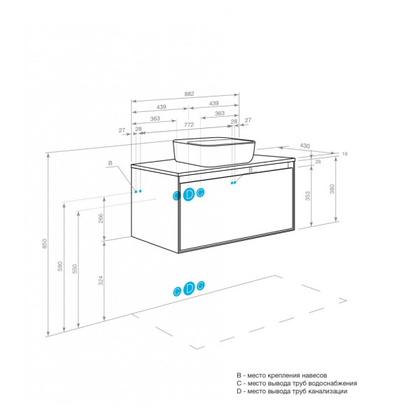 Тумба подвесная Aquaton Либерти 882x430x390 дуб эльвезия, белый (1.A279.9.01L.YC7.0) Тумба подвесная Aquaton Либерти 882x430x390 дуб эльвезия, белый (1.A279.9.01L.YC7.0)