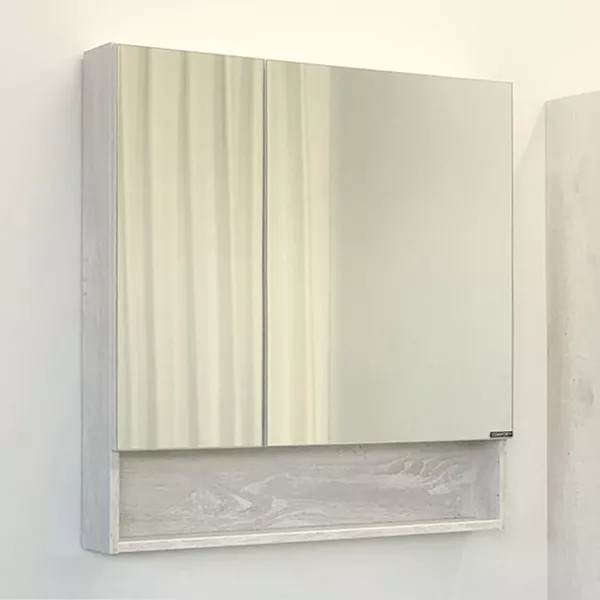 Шкаф зеркальный Comforty Никосия 800x135x800 дуб белый (00004138838)