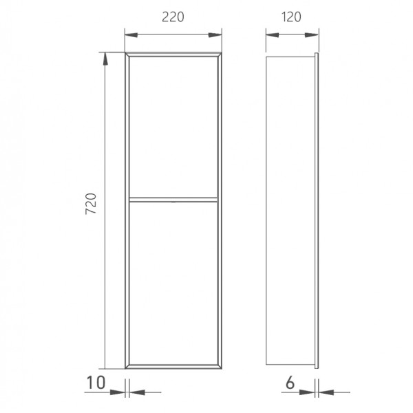 Ниша настенная скрытая Abber Nischen 22x12x72 черная матовая (AN3002MB)