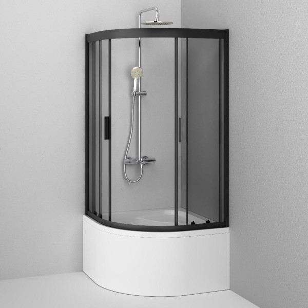 Душевой уголок AM.PM Gem 90x900 стекло прозрачное, профиль черный матовый (W90G-401A090BT)