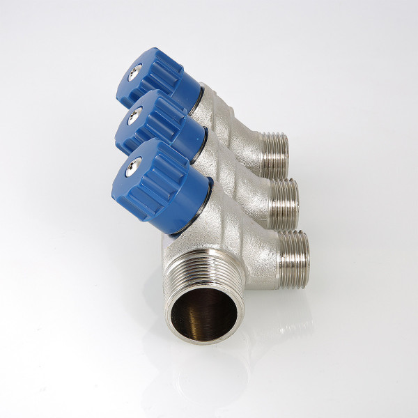 Коллектор 3 отв. регулируемый 1"*1/2"Н Valtec (никель, с комплектом ручек) (VTc.560.N.0603) Коллектор 3 отв. регулируемый 1"*1/2"Н Valtec (никель, с комплектом ручек) (VTc.560.N.0603)