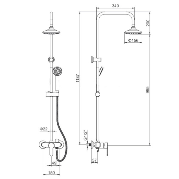 Душевая система Ledeme с тропическим душем, картридж 40мм (L2409)