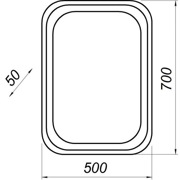 Зеркало Melodia Альта Lite/Unlite 50 LED без сенсора (MFR14761WT)