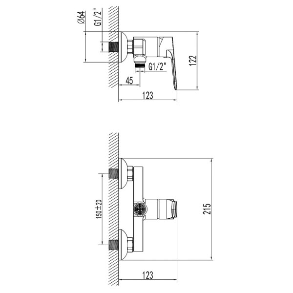 Смеситель для душа Azario Elvis с душевым комплектом хром (AZ-WWK338155C)