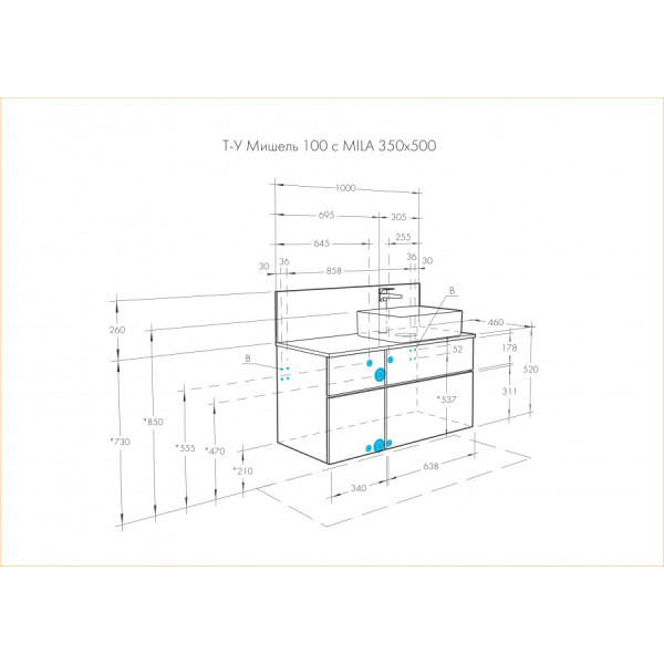 Тумба подвесная Aquaton Мишель 1000x450x504 дуб эндгрейн, белый (1.A244.1.01M.IX4.0)