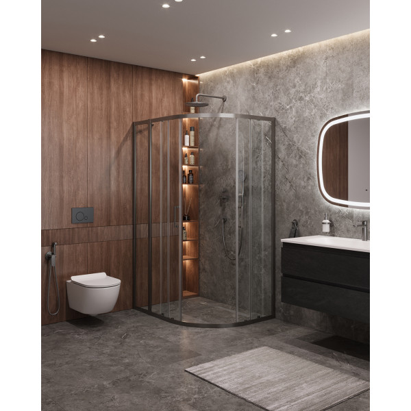 Душевой уголок Cezares Molveno 110x90x195 стекло прозрачное, профиль оружейная сталь (MOLVENO-RH-2-110/90-C-GM-IV)