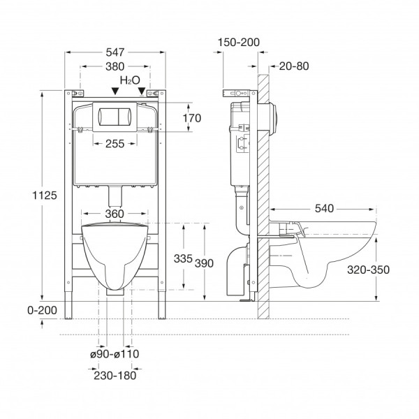Инсталляция с унитазом Roca Victoria с сиденьем микролифт, с клавишей смыва хром глянцевый (7.8931.0.000.0)