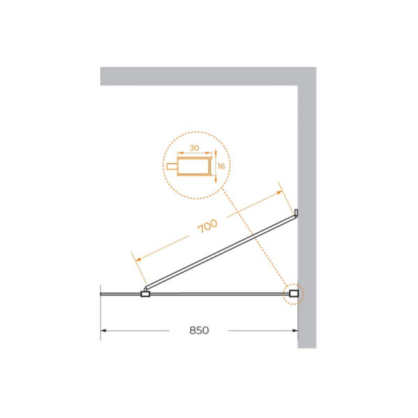 Душевая перегородка Cezares Liberta 85x195 стекло прозрачное, профиль черный (LIBERTA-L-1-TB-85-C-NERO)