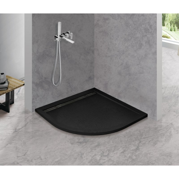 Душевой поддон из искусственного мрамора Cezares 90x90x3 черный матовый (TRAY-AS-R-90-3-NERO)