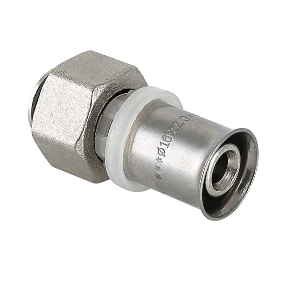 Соединение прямое 16*1/2"(16) с накидной гайкой Valtec (пресс, никель) (VTc.712.N.1604) Соединение прямое 16*1/2"(16) с накидной гайкой Valtec (пресс, никель) (VTc.712.N.1604)