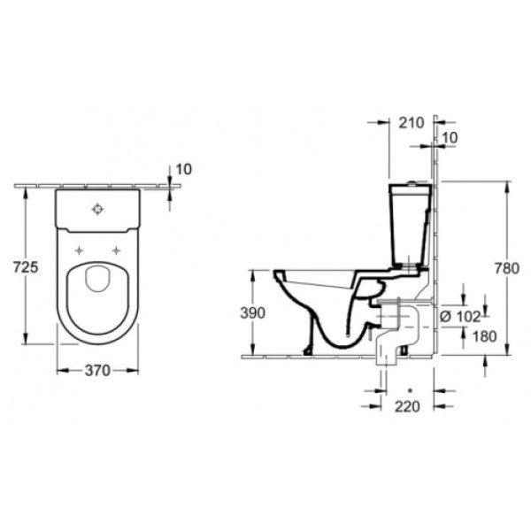 Унитаз напольный Villeroy & Boch Hommage 370х725х390 (666210R1)