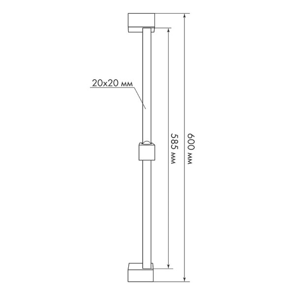 Душевая стойка Melodia с мыльницей Square 20x20, L=600, нерж. (MKP25005BL)