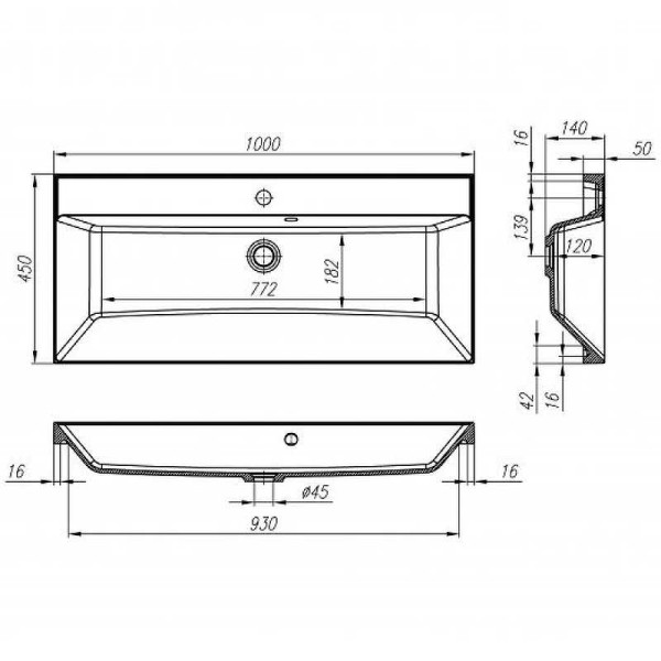 Раковина встраиваемая BelBagno 100 белая (BB1000/450-LV-MR-AST)