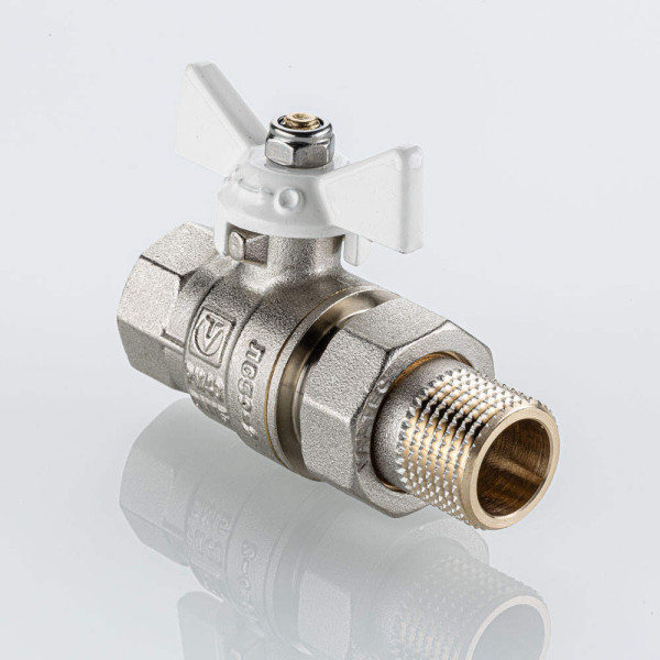 Кран 1/2" шаровый со сгоном Valtec Base-ГОСТ (белая бабочка) VT.227S.NW.04 Кран 1/2" шаровый со сгоном Valtec Base-ГОСТ (белая бабочка) VT.227S.NW.04