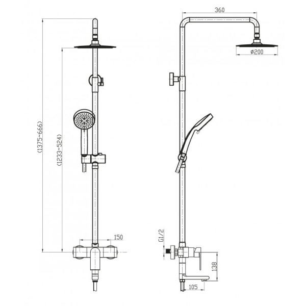 Душевая система Belbagno Nova сатин (NOV-VSCM-IN)