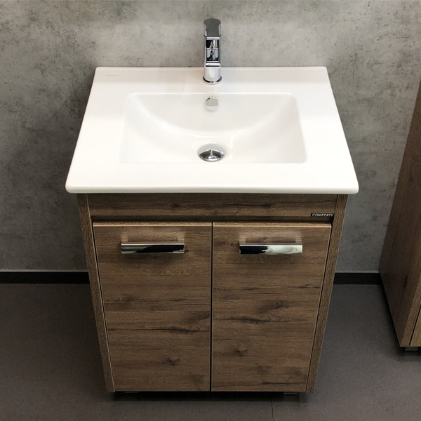 Тумба напольная Comforty дублин 610x855x465 белый глянцевый с раковиной (00-00001466)