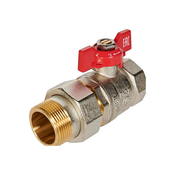 Кран 1 1/4" шаровый со сгоном Rommer (ГОСТ, красная бабочка) RBV-0005-2510232 Кран 1 1/4" шаровый со сгоном Rommer (ГОСТ, красная бабочка) RBV-0005-2510232