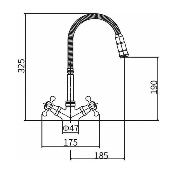 Смеситель для кухни Dlin с гибким изливом хром (D151807-Q)