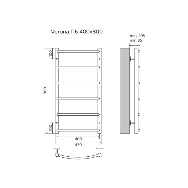 Полотенцесушитель водяной Azario Verona 400x800 хром