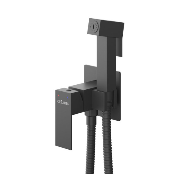Смеситель с гигиеническим душем Cezares Slider черный матовый (SLIDER-DIF-NOP)