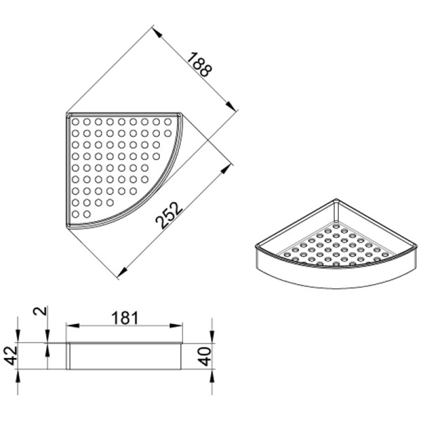 Полка угловая одноэтажная матовый хром Azario (AZ-833) Полка угловая одноэтажная матовый хром Azario (AZ-833)