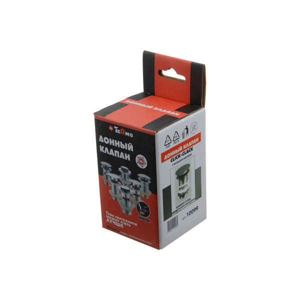 Донный клапан для раковины TeRma 1 1/4" (32 мм.) Click-Clack (с большой кнопкой матовый хром (10099)