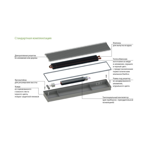 Конвектор внутрипольный Gekon Eco H08 L110 T23