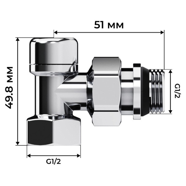 Комплект термостатический угловой 1/2" Royal Thermo Design М30х1,5 (Хром) (RATVDU11212CH) Комплект термостатический угловой 1/2" Royal Thermo Design М30х1,5 (Хром) (RATVDU11212CH)