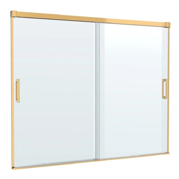 Душевая шторка для ванны Cezares Tandem-Soft 180x145 стекло прозрачное, профиль брашированное золото (TANDEM-SOFT-VF-2-180/145-C-BORO-IV)