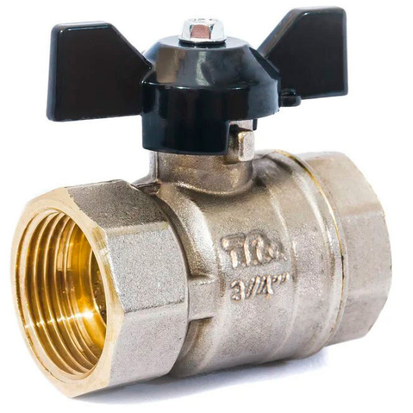 Кран 3/4" ВВ шаровый TeRma NEOS (чёрная бабочка) (32020) Кран 3/4" ВВ шаровый TeRma NEOS (чёрная бабочка) (32020)