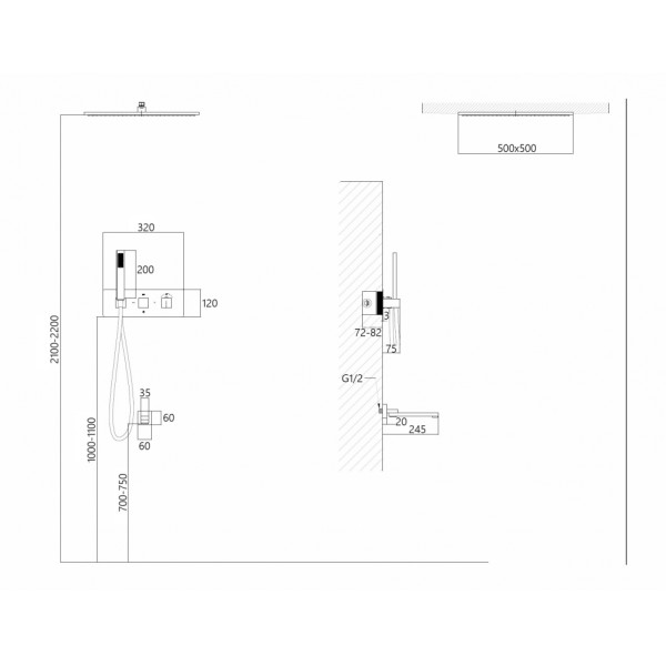 Душевая система Abber Daheim с изливом белый матовый (AF8254W)