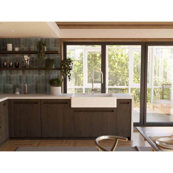 Смеситель для кухни Omoikiri Kanto-2 Plus-SB BN-WH с гибким изливом белый (4994450)