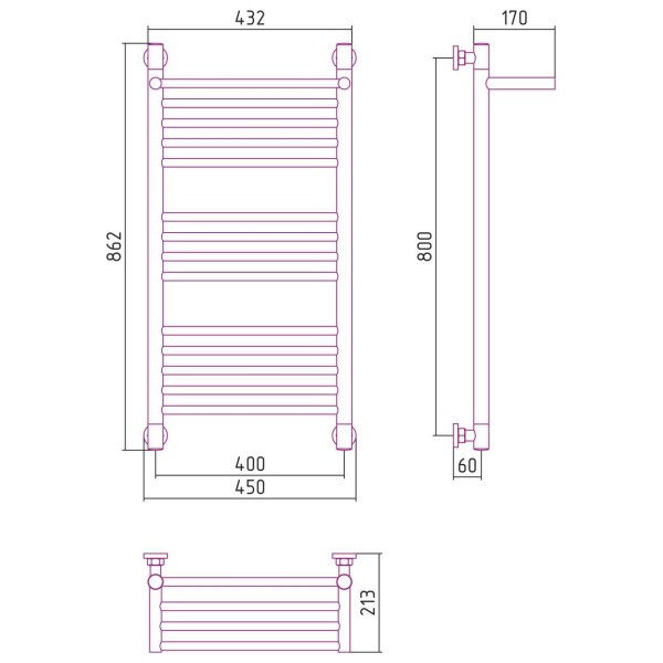 Полотенцесушитель водяной Сунержа Богема с полкой+ 800х400 золотой (03-0223-8040)