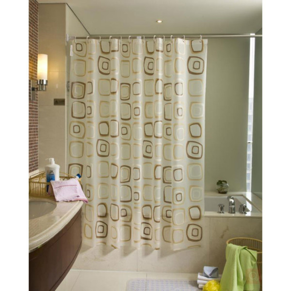 Шторка для ванны текстильная Melodia PVC Designs 180х180 Рисунок цвета кофе (MZ-501)