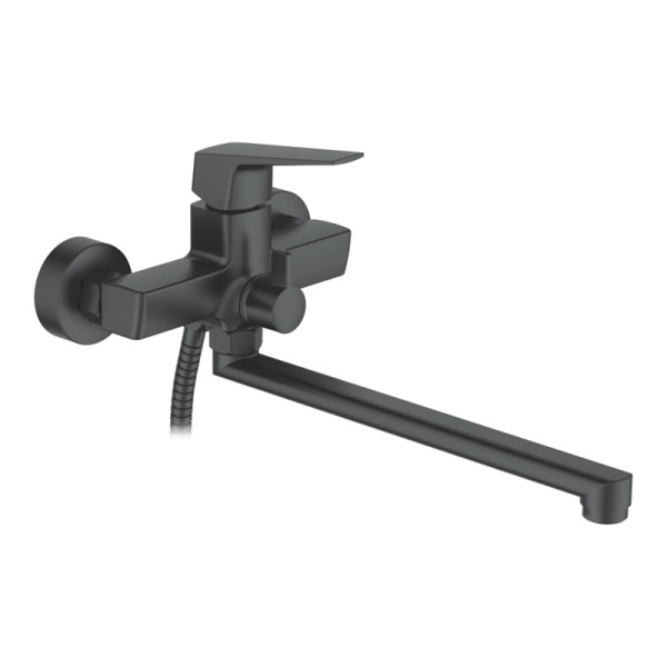 Смеситель для ванны и душа Ledeme с душевым гарнитуром, черный (L2281B)