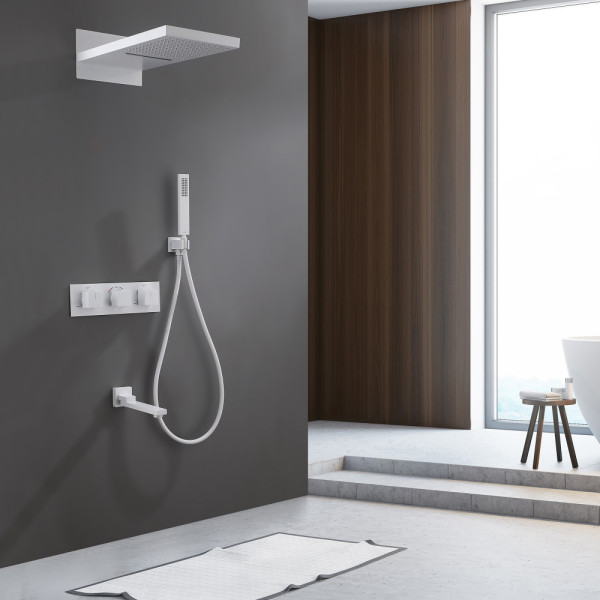 Душевая система Abber Daheim с изливом белый матовый (AF8253W)