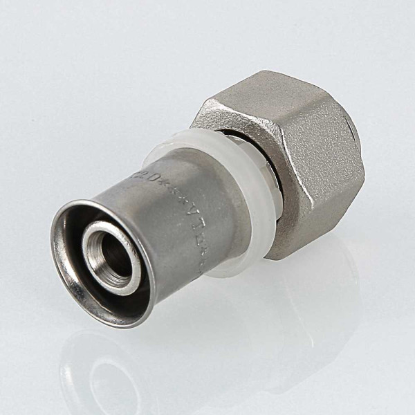 Соединение прямое 16*1/2"(16) с накидной гайкой Valtec (пресс, никель) (VTc.712.N.1604) Соединение прямое 16*1/2"(16) с накидной гайкой Valtec (пресс, никель) (VTc.712.N.1604)