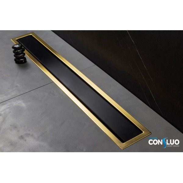 Душевой лоток Pestan Confluo Premium Line 750 Black Glass Gold хром матовый/черное стекло глянец, рамка золото (13100117) Душевой лоток Pestan Confluo Premium Line 750 Black Glass Gold хром матовый/черное стекло глянец, рамка золото (13100117)