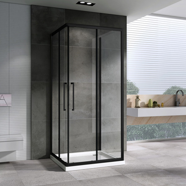 Душевой уголок Abber Schwarzer Diamant 80x80 стекло прозрачное, профиль черный (AG02080BH-S80B)