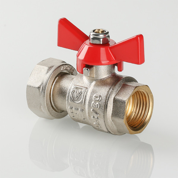 Кран 3/4"х1" ВВ шаровый с накидной гайкой Valtec (красная бабочка) VT.241.N.0506