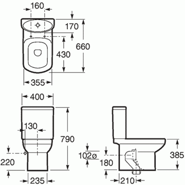 Унитаз напольный Roca Dama Senso 660х355х385 (342517000)