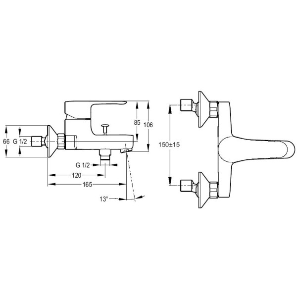 Смеситель для ванны и душа Jacob Delafon July (E16033-4-CP)